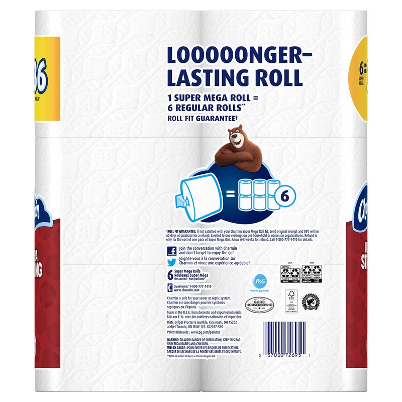 Charmin Ultra Strong Bathroom Tissue - 6 Jumbo Rolls - Image 2